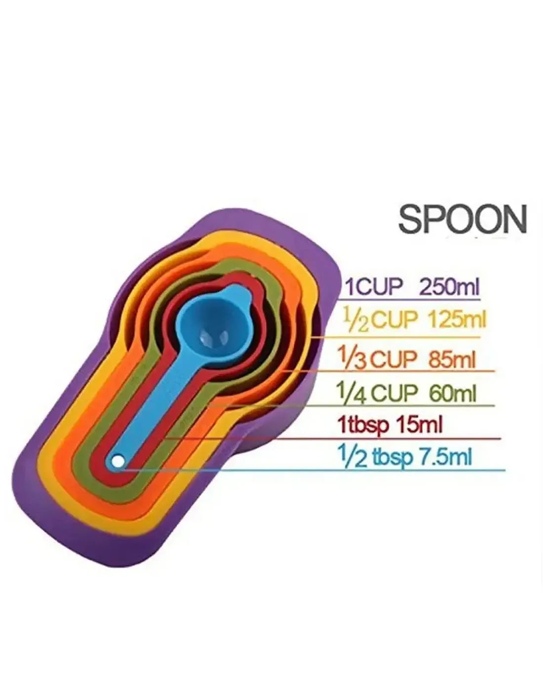 6 Pieces Measuring Spoons & Cups with Scale Kitchen & Cooking view 2 - Nexusmart Pakistan