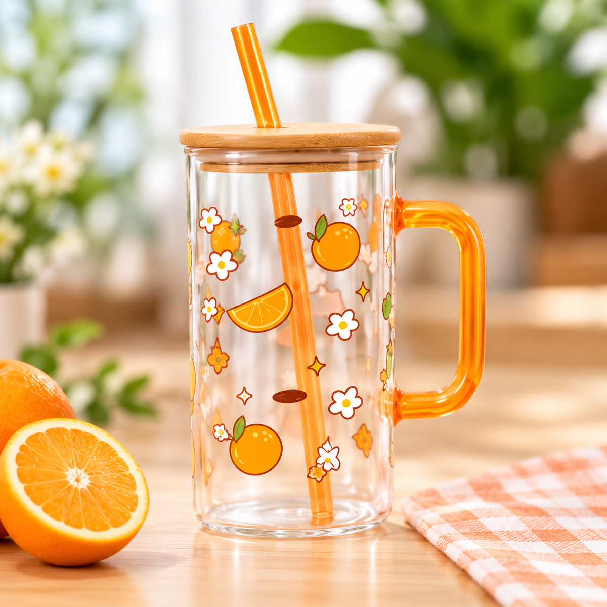 Fruit Design Cute Glass Sipper for Everyday Drinks