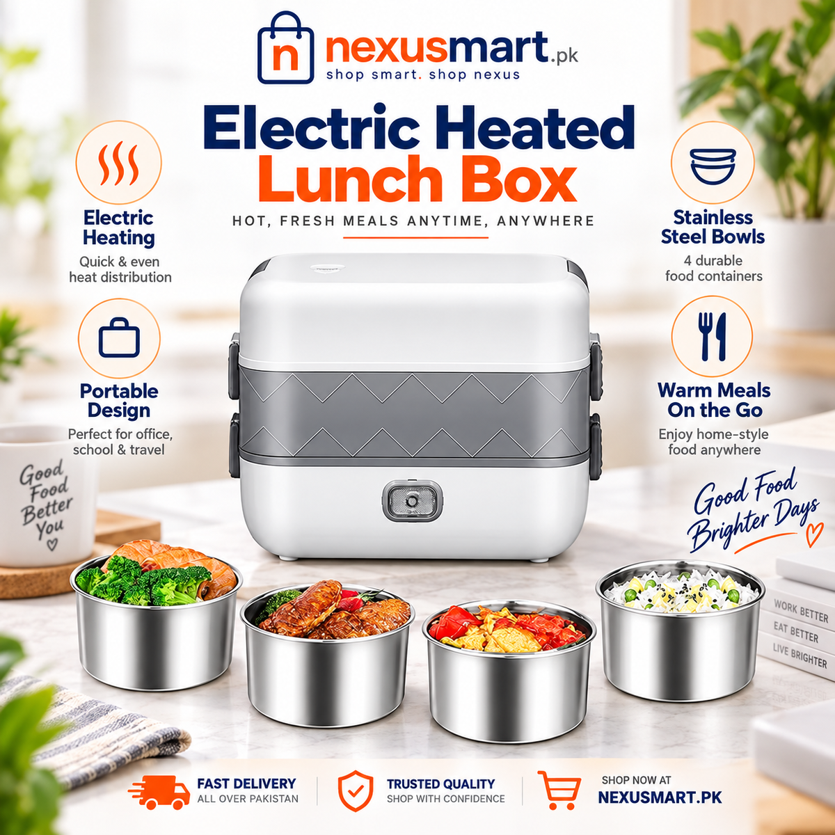 Electric Heated Lunch Box – Portable Food Warmer for Home, Office & Travel