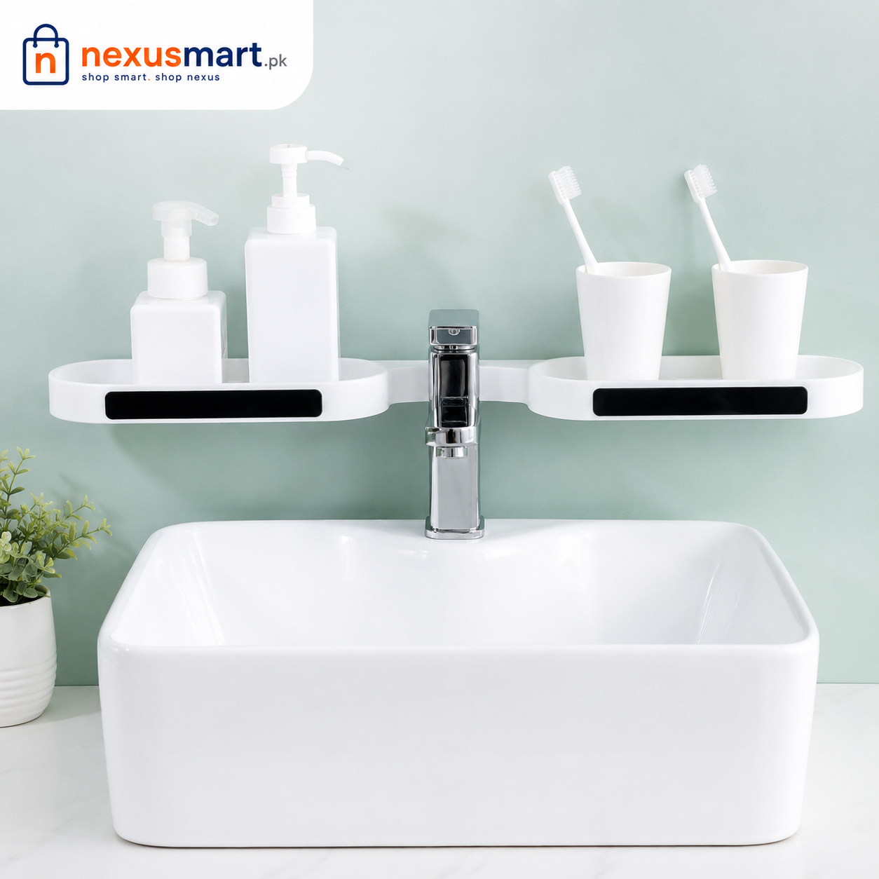 Punch-Free Revolving Wall-Mounted Bathroom Storage Rack β Dual Shelf Organizer