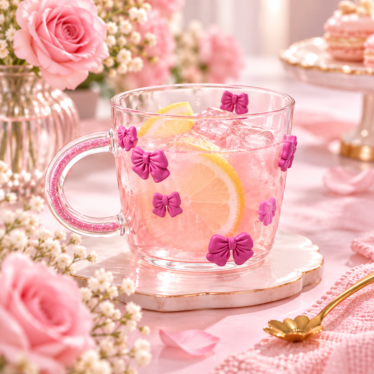 Bow Glass Cup – Random Colors
