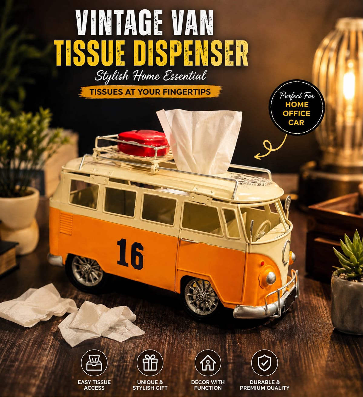 Antique Vintage Bus Tissue Box