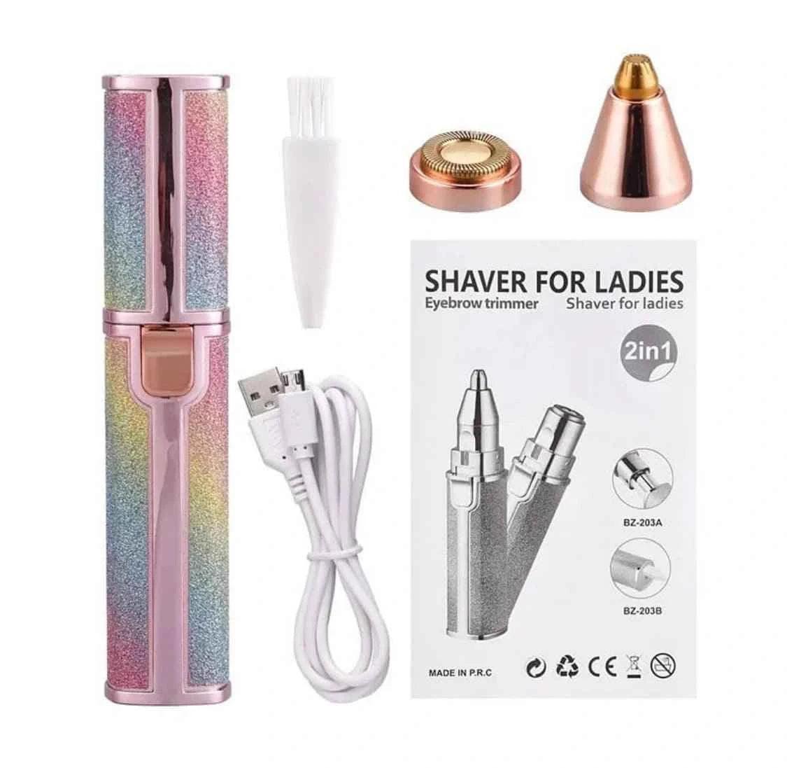 Glitter Eyebrow Trimmer 2 in 1 Rechargeable - Precision Hair Removal Tool