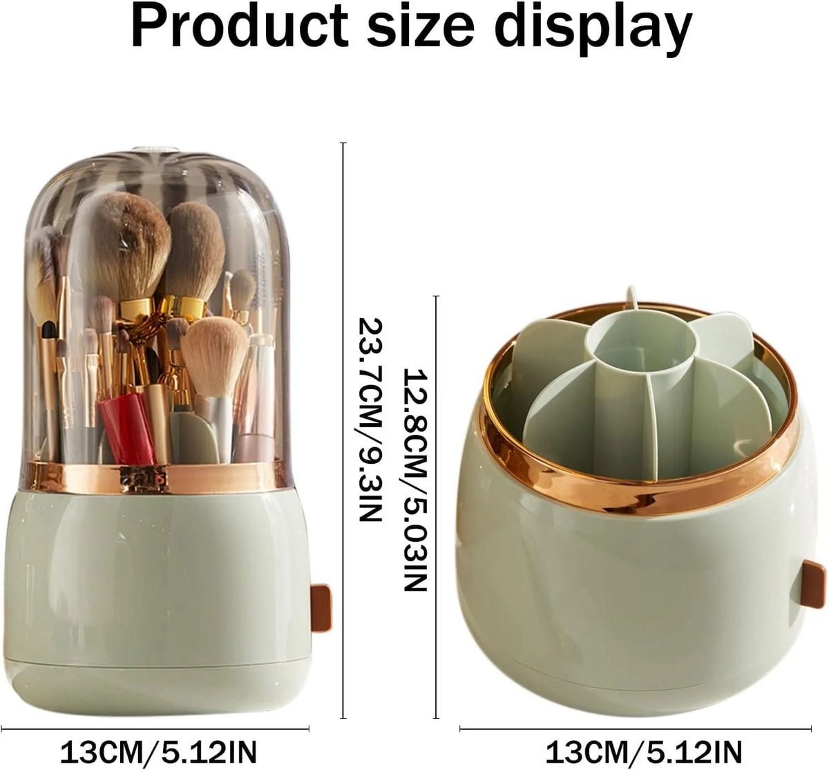 Fancy 360° Rotating Makeup Brush Holder with Lid – Dust-Free Vanity Organizer
