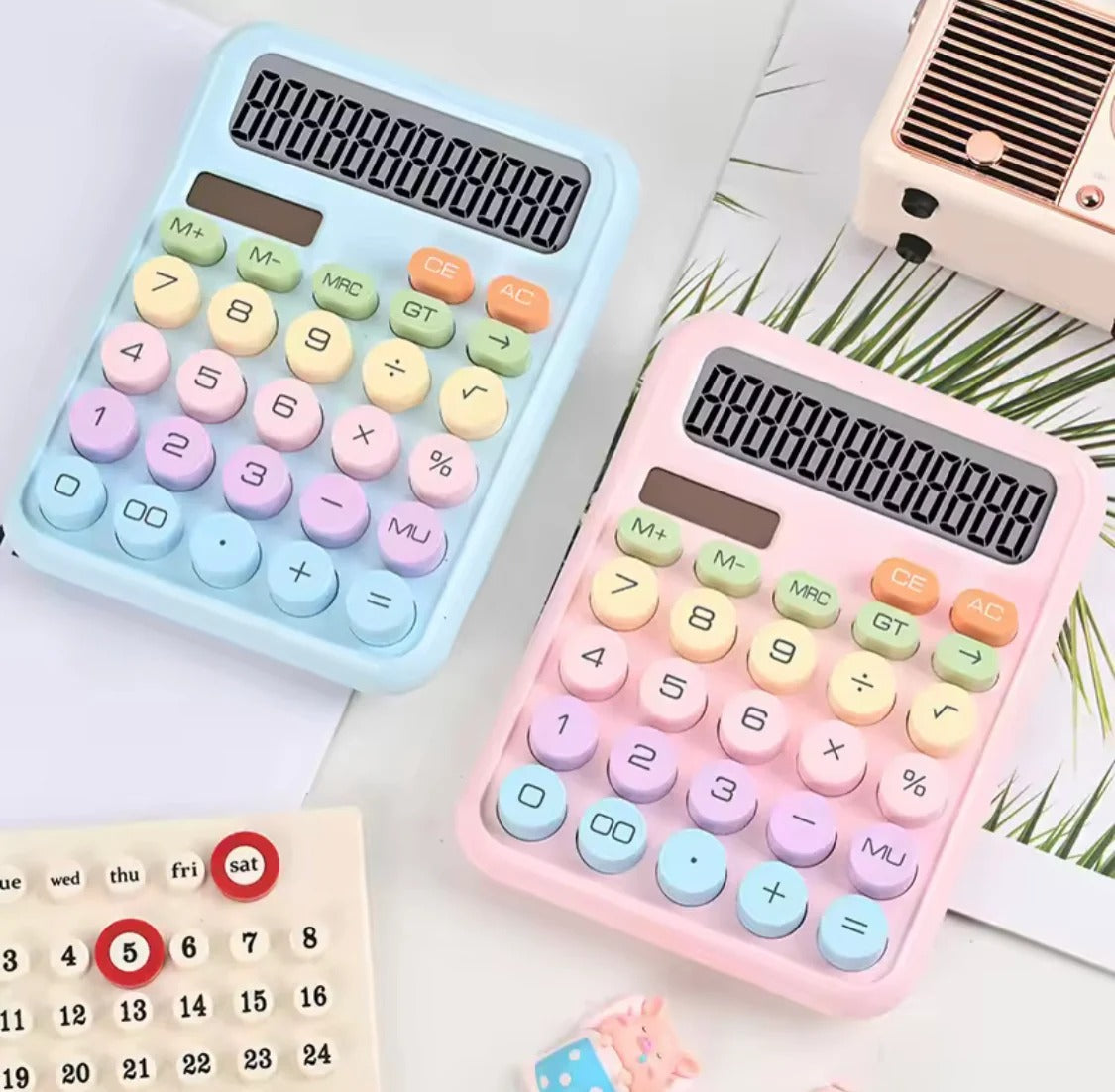 Cute 12 Digit Calculator with Big Buttons & Large LCD Display