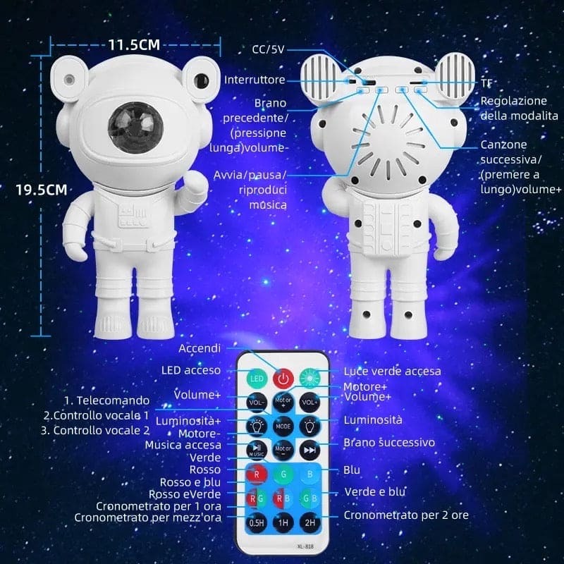 Astronaut Galaxy Projector Lamp with Remote Control – Nebula Star Ceiling Light for Kids