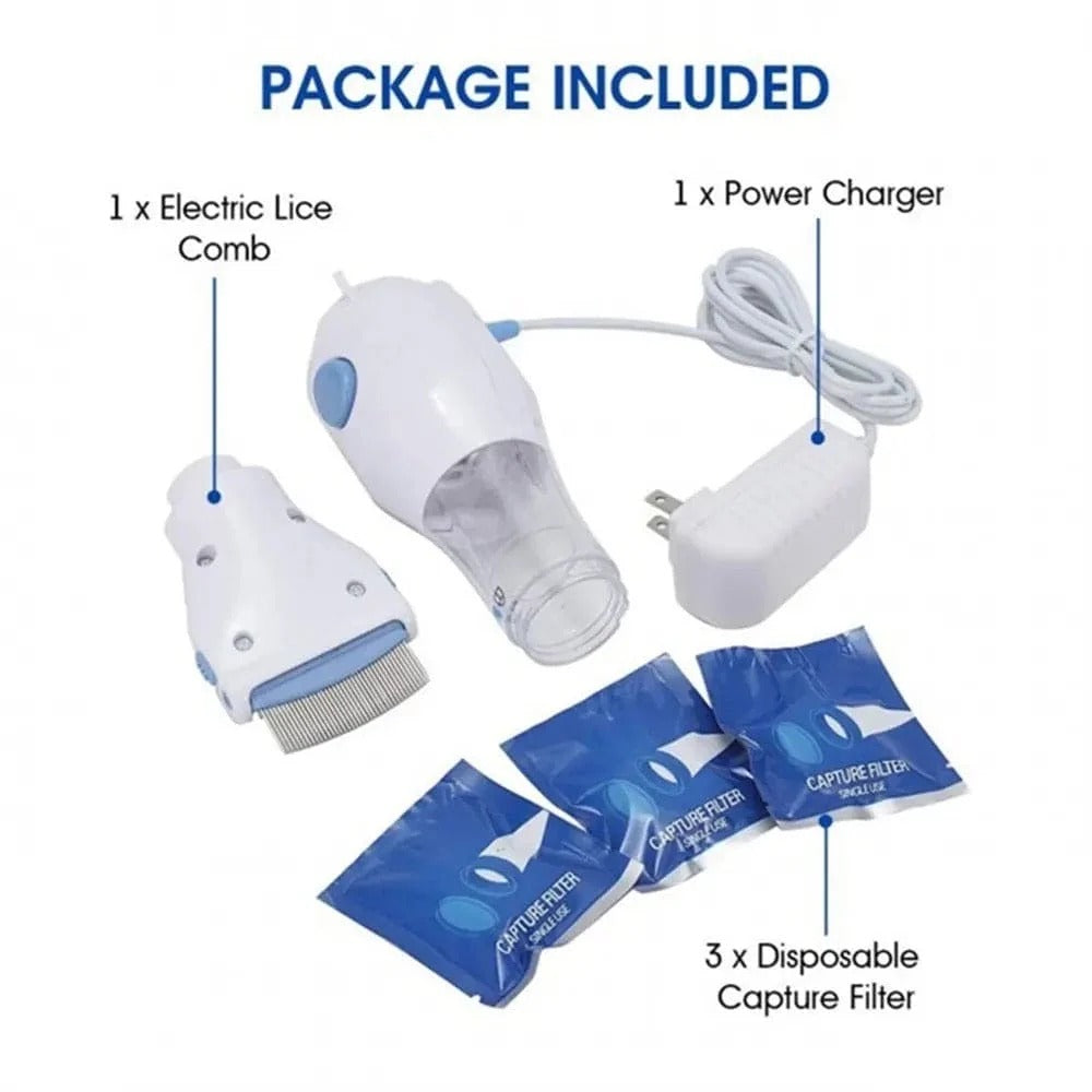 Electric V-Comb Anti-Lice Device with 4 Filters β Hair & Scalp Lice Comb
