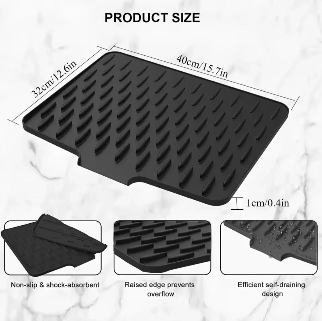 Silicone Anti Slip Kitchen Drain Mat – Waterproof Drying Pad