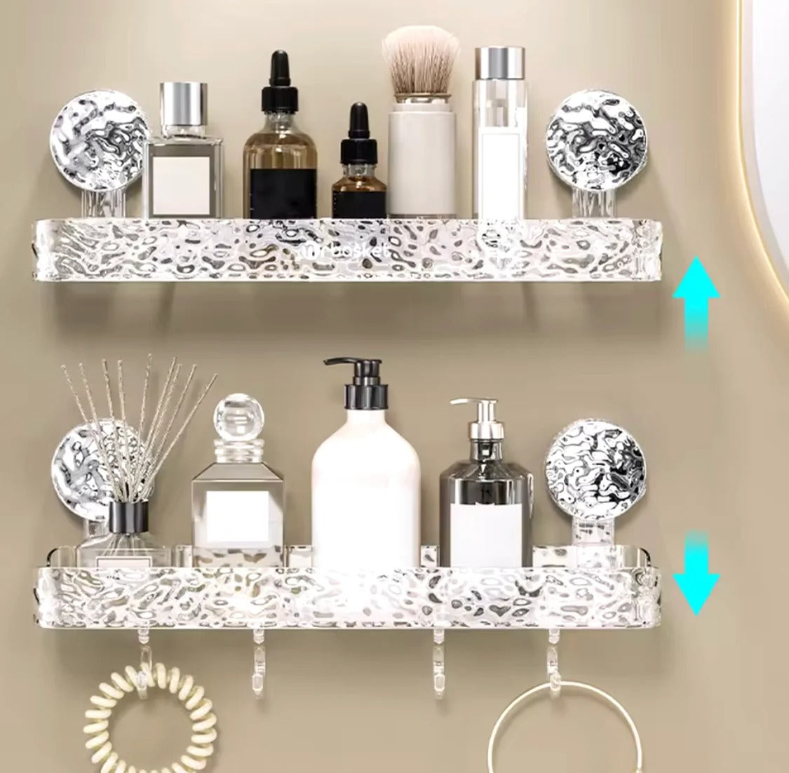 Transparent Suction Cup Bathroom Shelf – Wall Mounted Storage Organizer