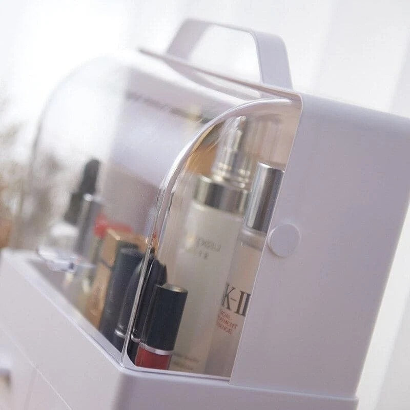 Drawer Type Makeup Organizer with Cover | Multi Layer Cosmetics Storage Box