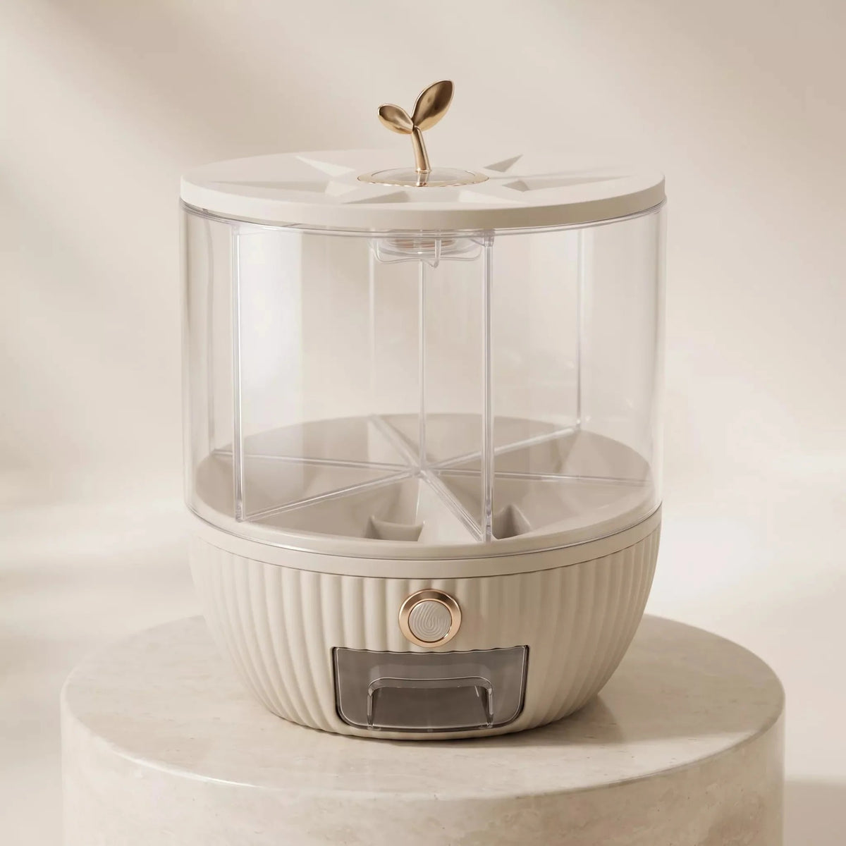 6-Grid 360° Rotating Grain & Rice Dispenser – Multi-Compartment Kitchen Storage
