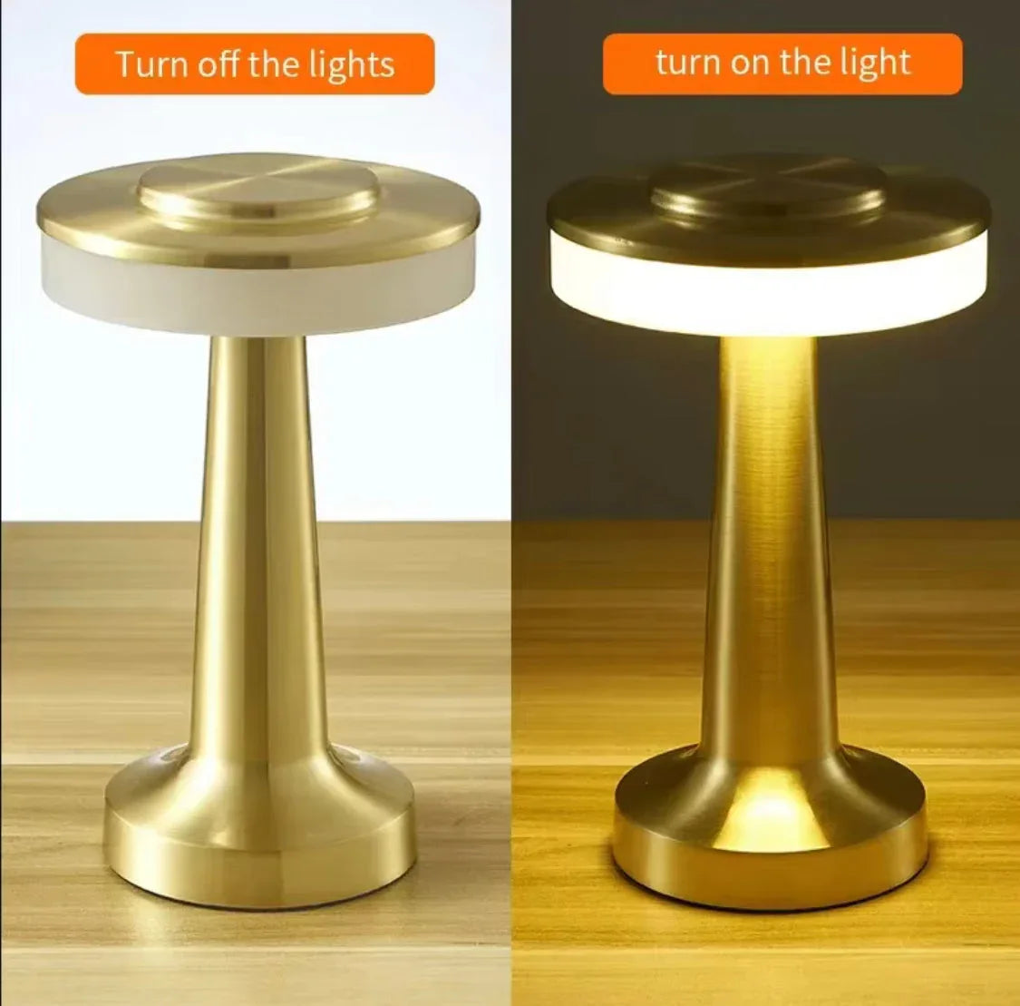 LED Touch Table Lamp - Modern Gold Finish