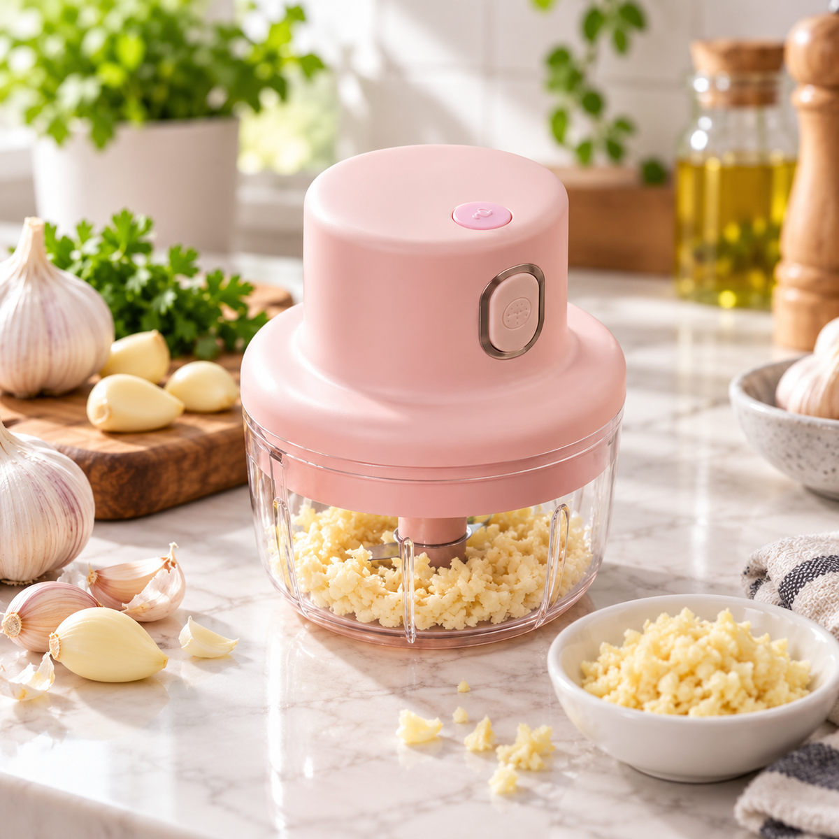 250ml USB Rechargeable Mini Garlic Chopper – Portable Food Grinder