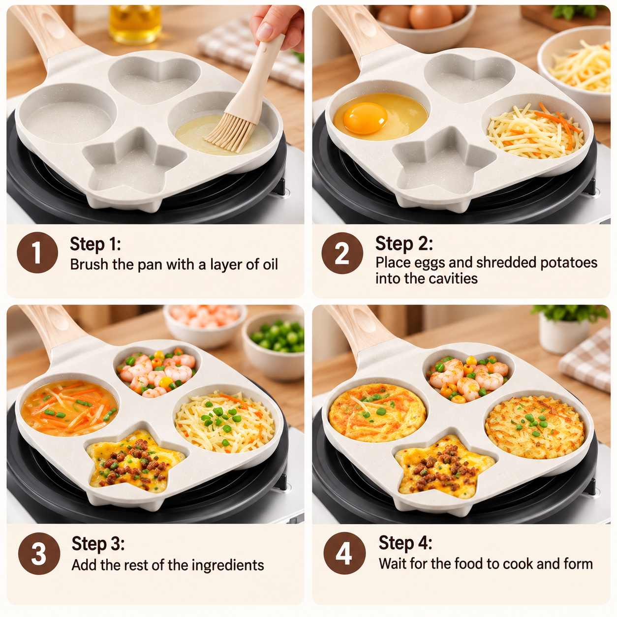 Heart & Star Shape Fry Pan – Fun Breakfast & Egg Cooking Pan
