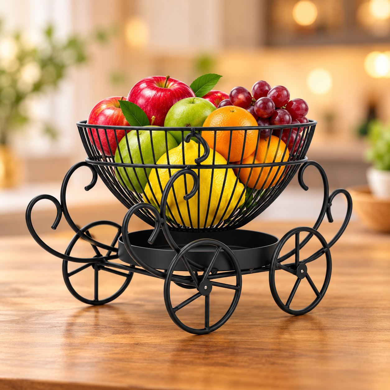 2-Tier Decorative Fruit Basket – Metal Countertop Organizer