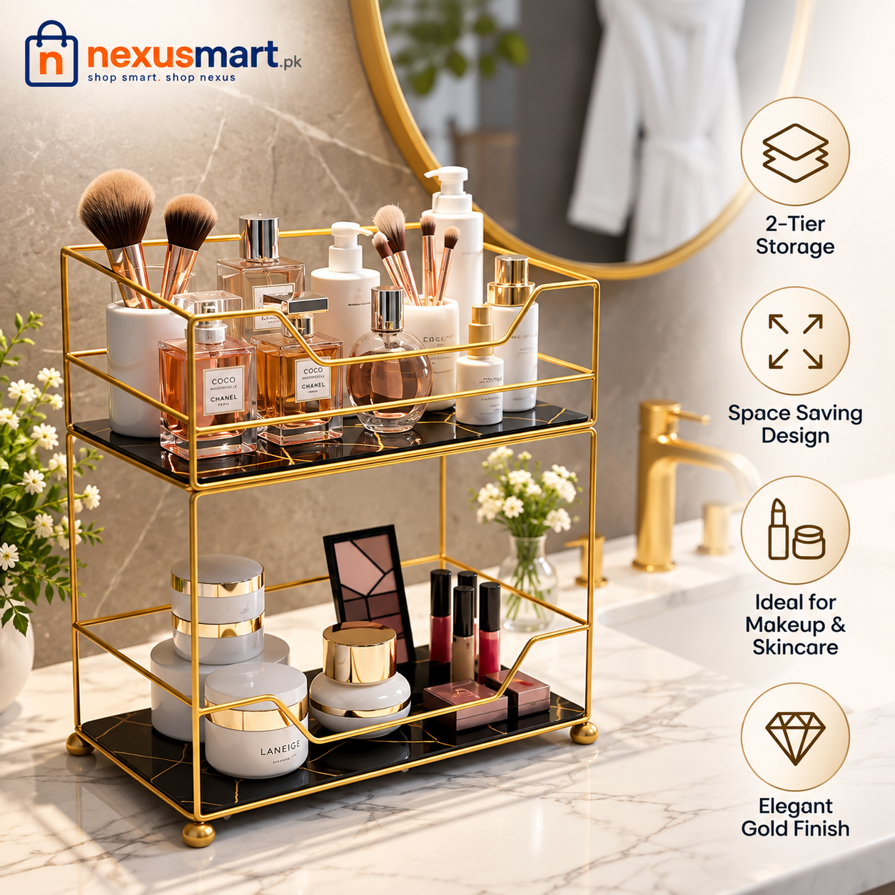 Matrix 2-Tier Elite Vanity Tower – Cosmetic & Perfume Organizer