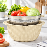 4-in-1 Rotatable Colander with Lid & Grater – Mixing Bowl Strainer Set