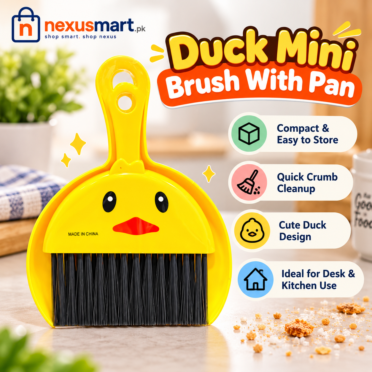 Duck Mini Brush with Pan – Compact Cleaning Set