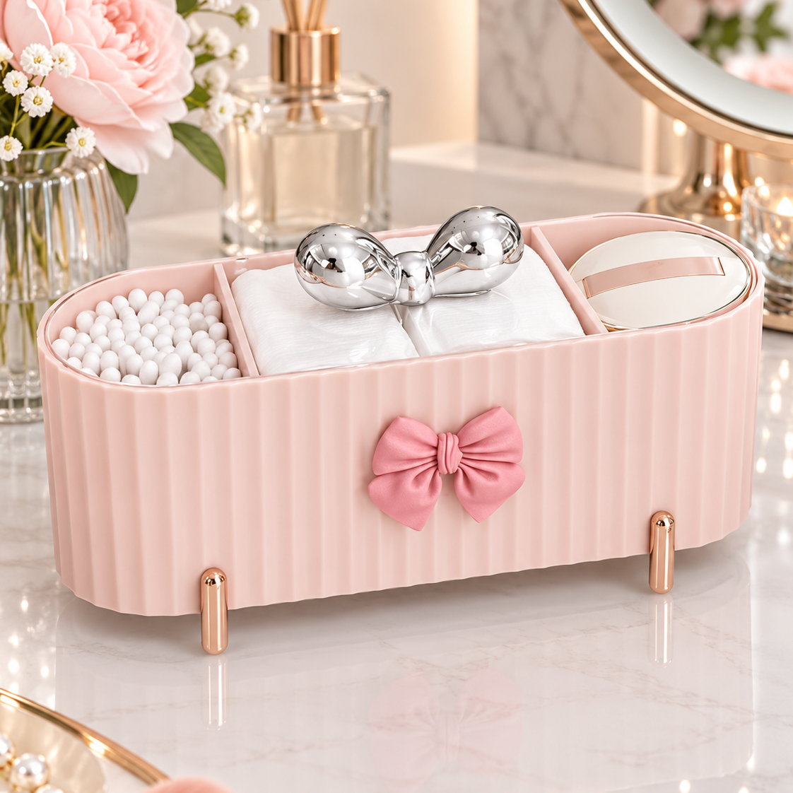 3-Compartment Makeup Organizer – Cosmetic & Vanity Storage Holder