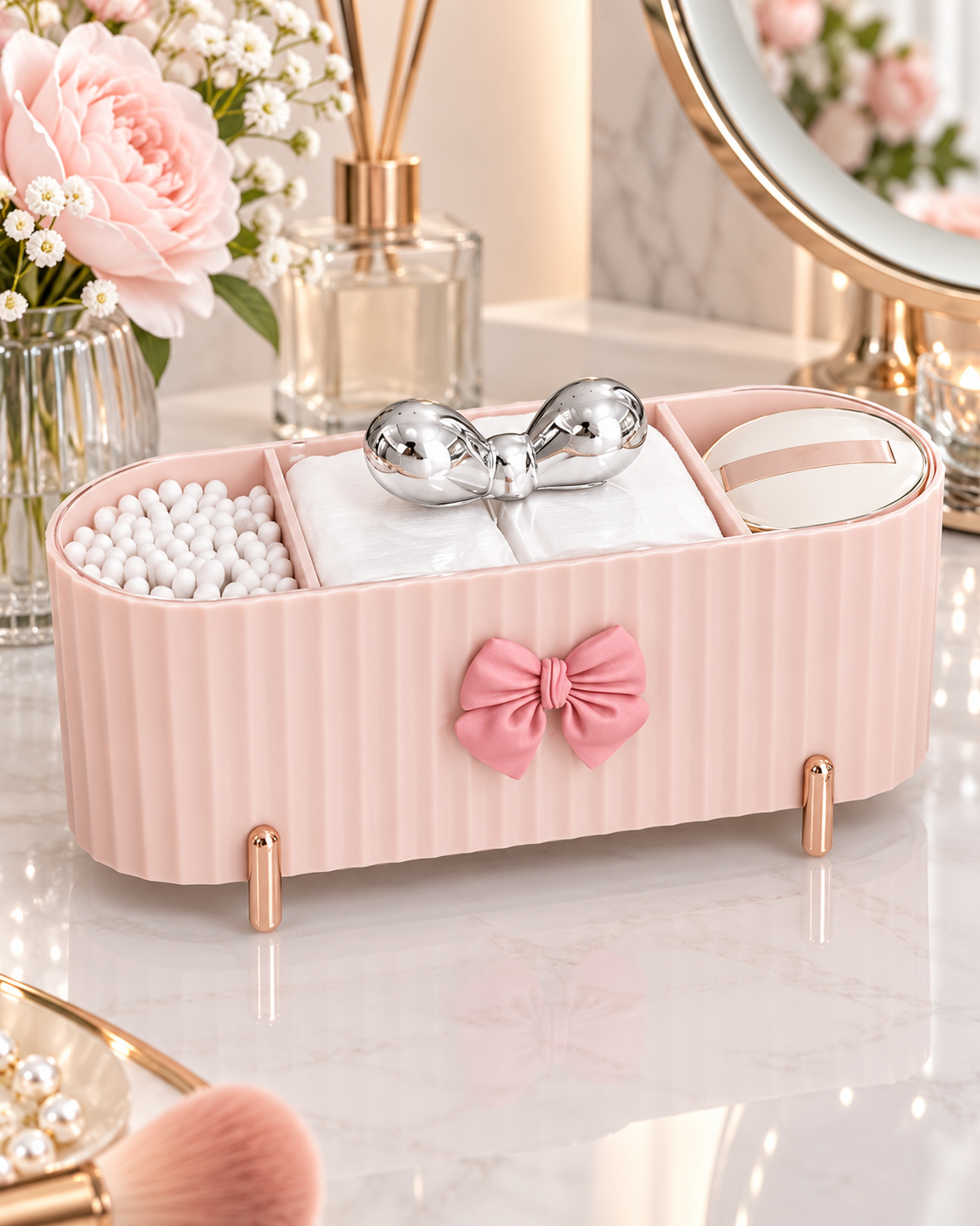 3-Compartment Makeup Organizer – Cosmetic & Vanity Storage Holder