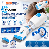 Electric V-Comb Anti-Lice Device with 4 Filters – Hair & Scalp Lice Comb