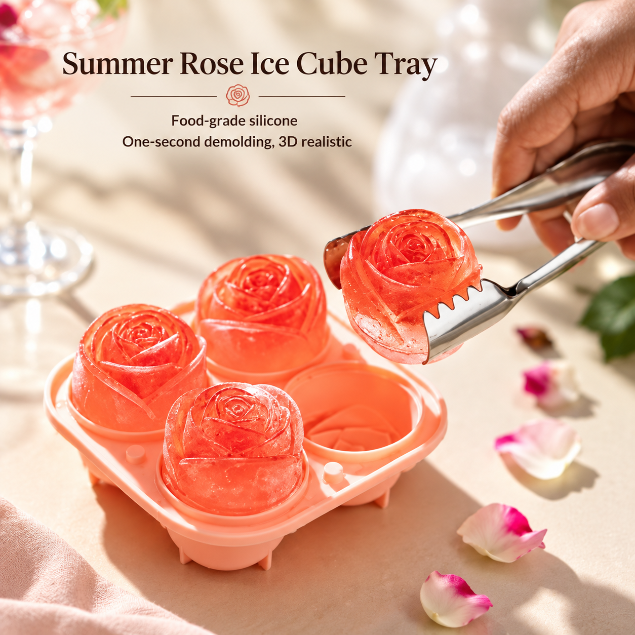 Silicone Rose Ice Mold – Flower Shape Ice Cube Tray