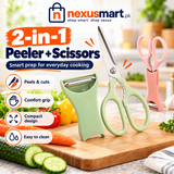 2-in-1 Peeler with Scissors – Multipurpose Kitchen Cutting & Peeling Tool