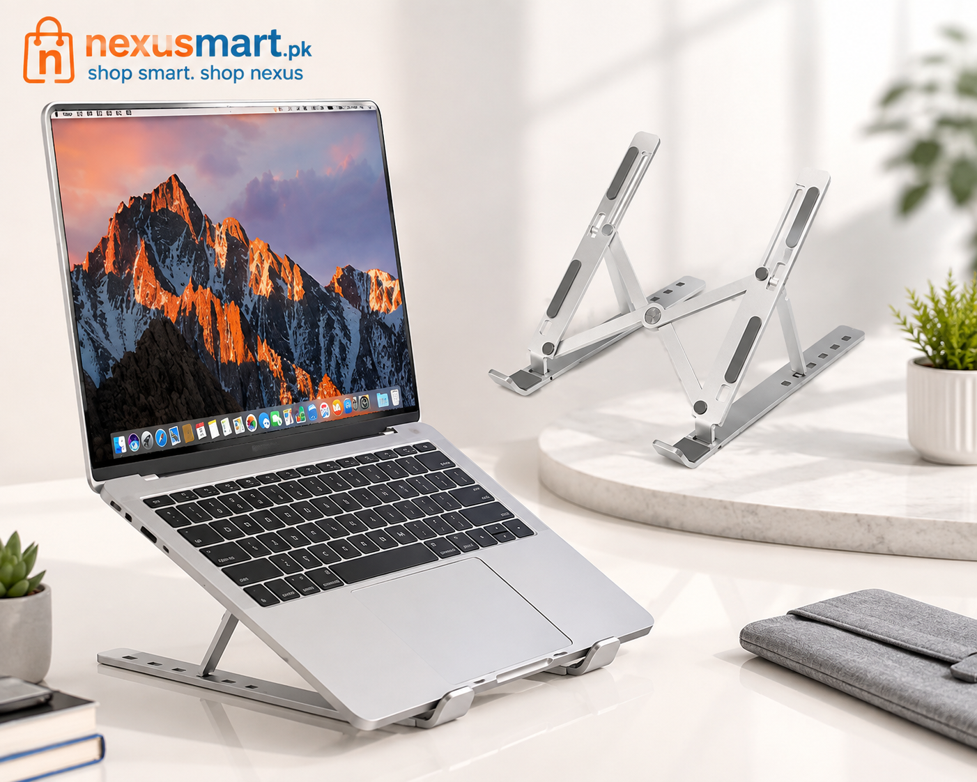 Foldable Adjustable Metal Laptop Stand – Portable Desktop Holder