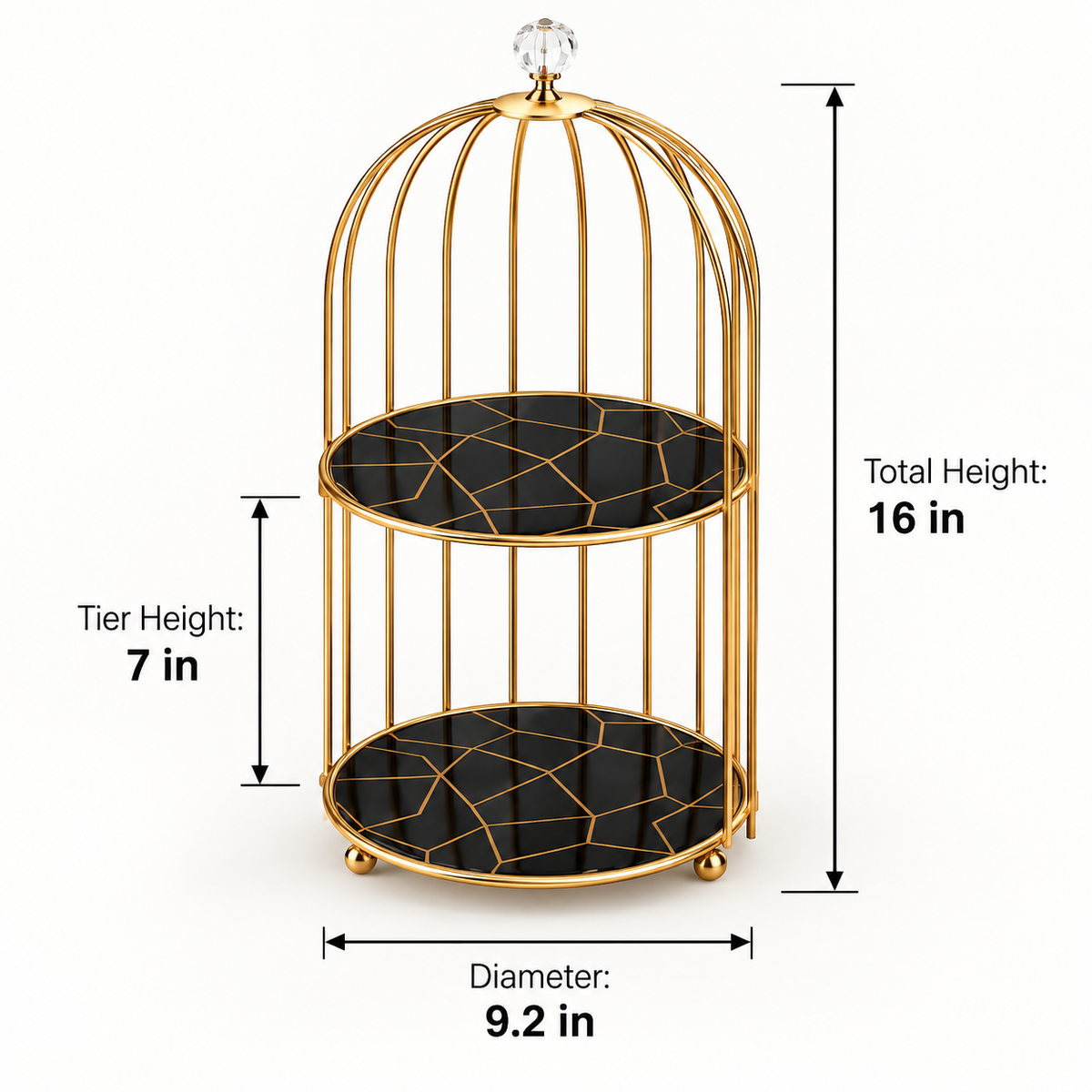 2-Tier Golden Vanity Cage – Cosmetic & Perfume Organizer Stand