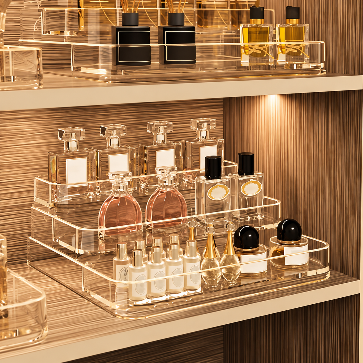 Acrylic Perfume Organizer – Clear Vanity & Fragrance Storage Stand