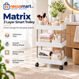 Matrix 3-Layer Smart Trolley – Multi-Tier Storage Organizer