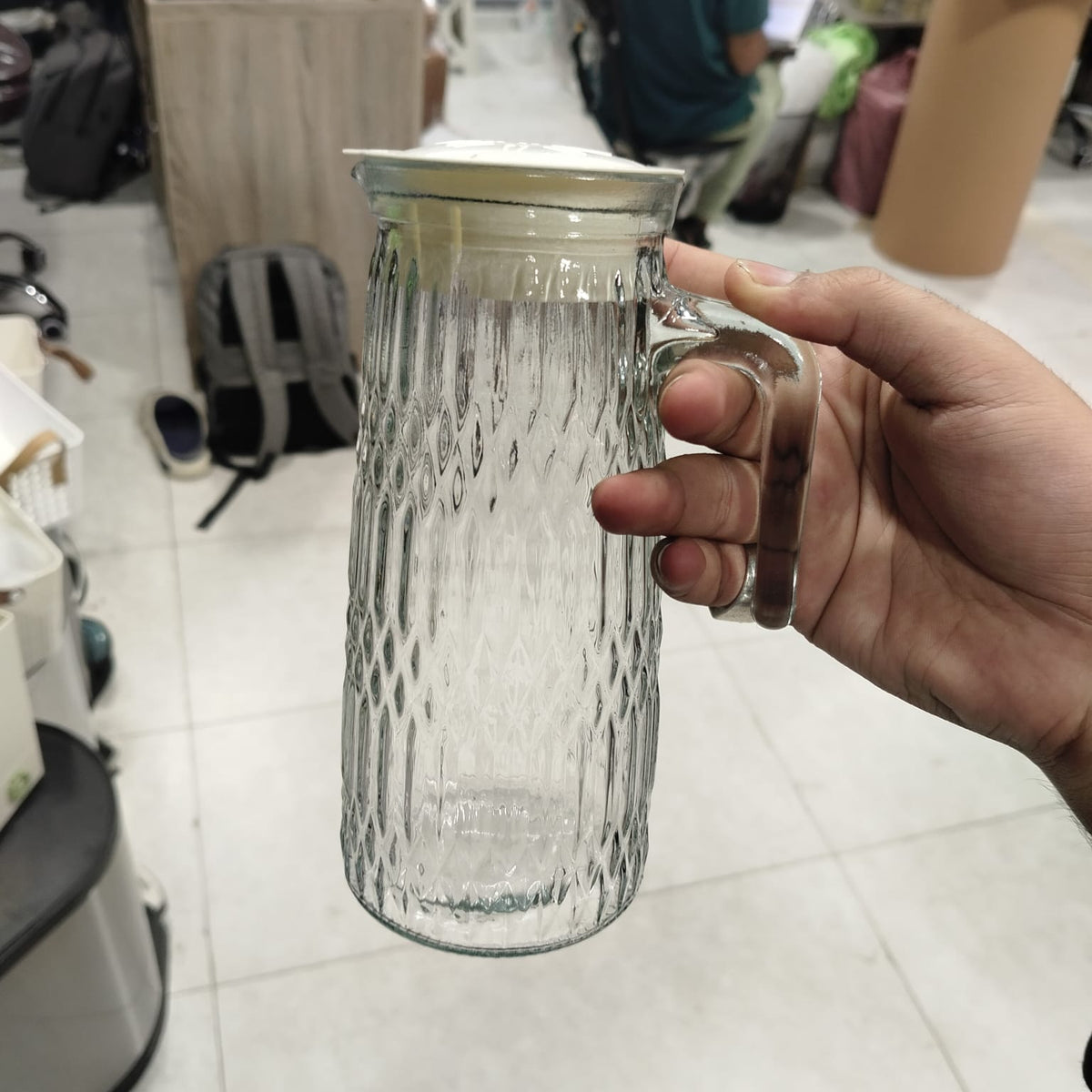 1000 ml Glass Jug with Lid & Handle – Hot & Cold Beverage Pitcher