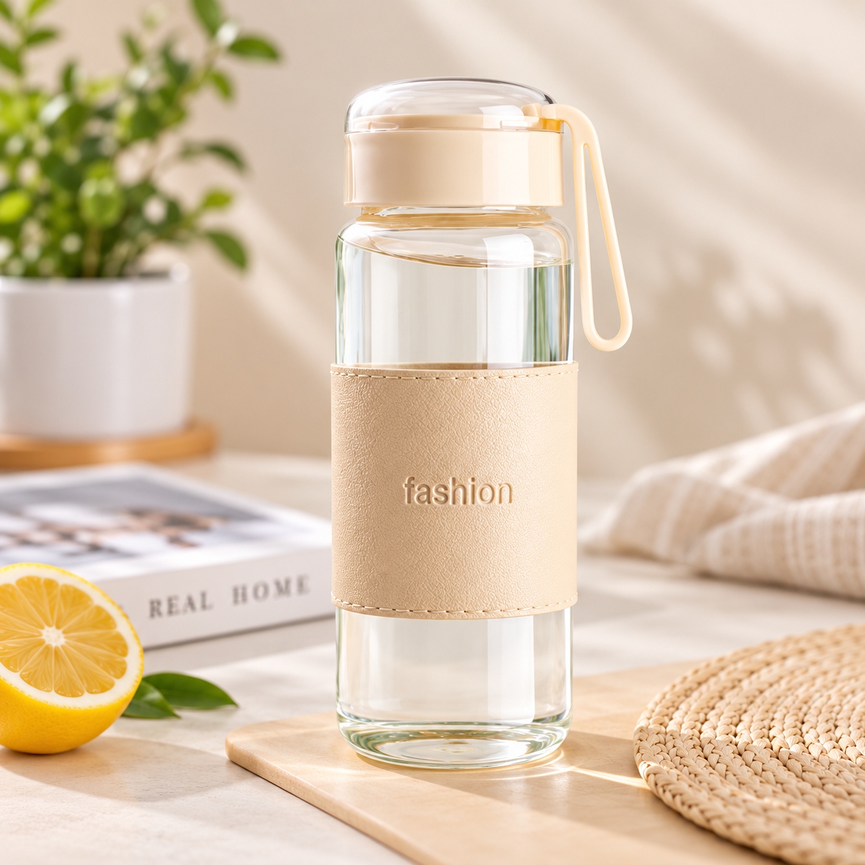400ml Glass Bottle with Cup – Compact Reusable Drinking Set