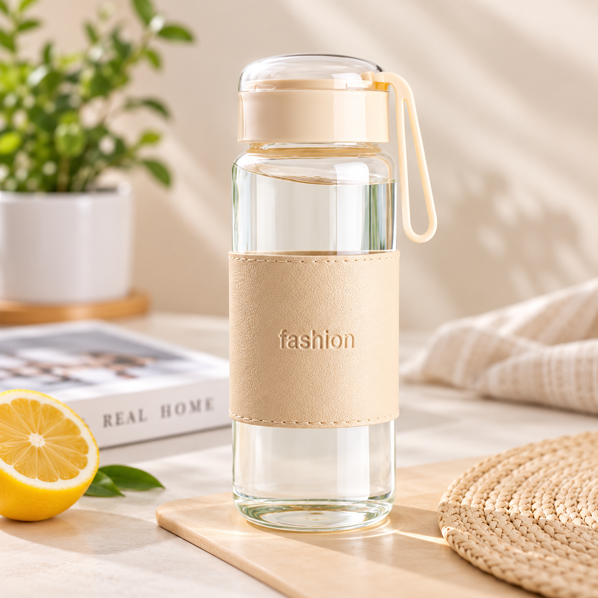 400ml Glass Bottle with Cup – Compact Reusable Drinking Set