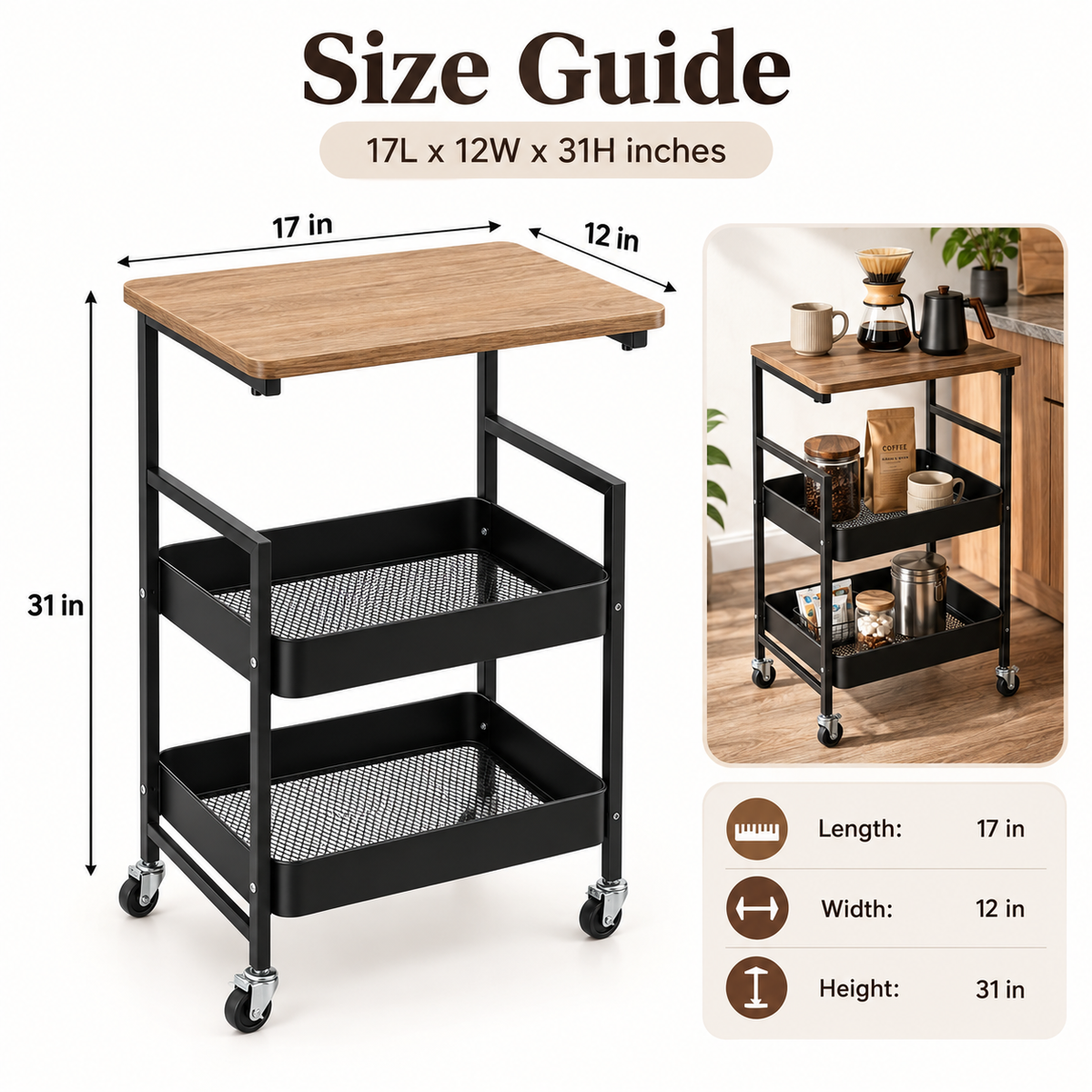 Matrix Serve & Store Rolling Cart – Multi-Purpose Organizer