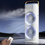 Electric Mist Fan – Dual Spray, Auto Rotation & LED Light