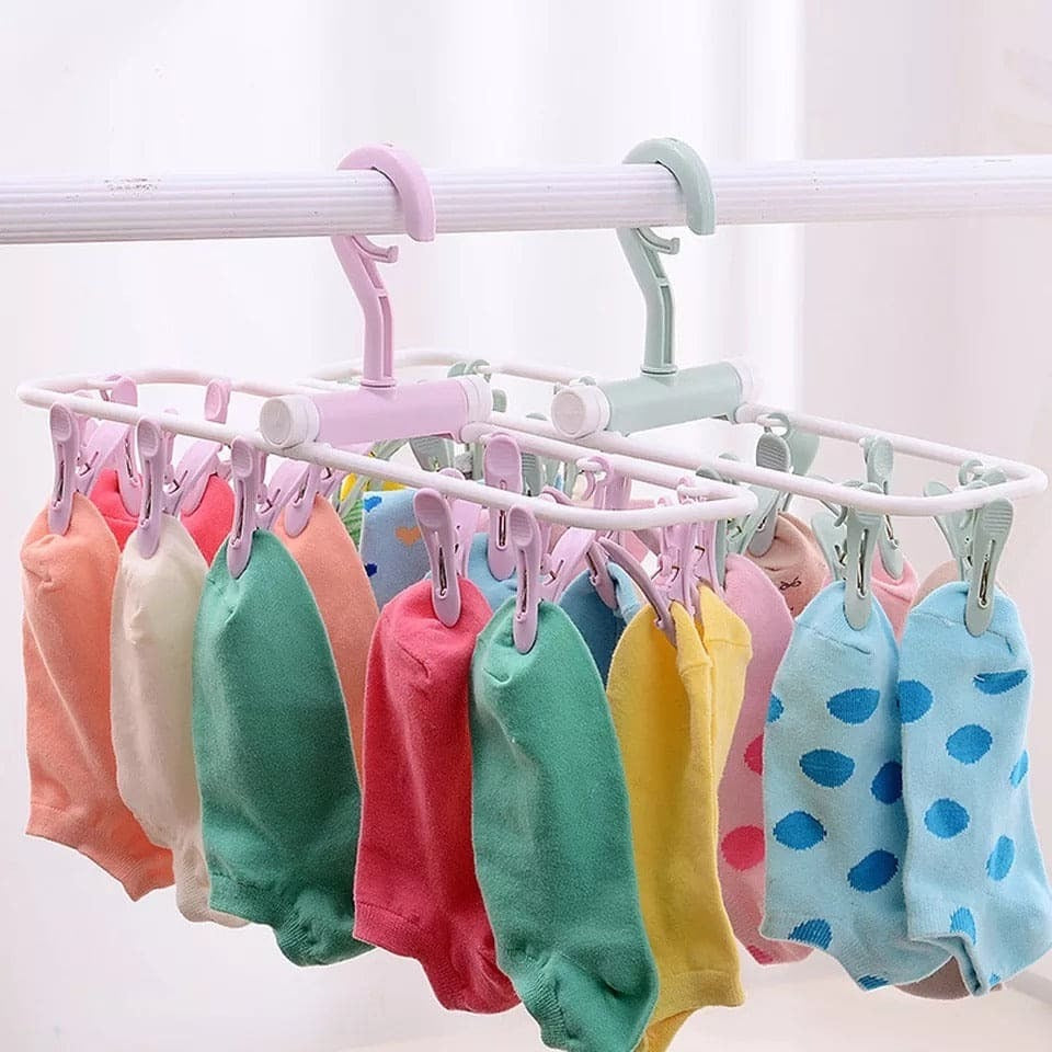 Foldable Laundry Drying Hanger with Multi Clips product image - Nexusmart Pakistan