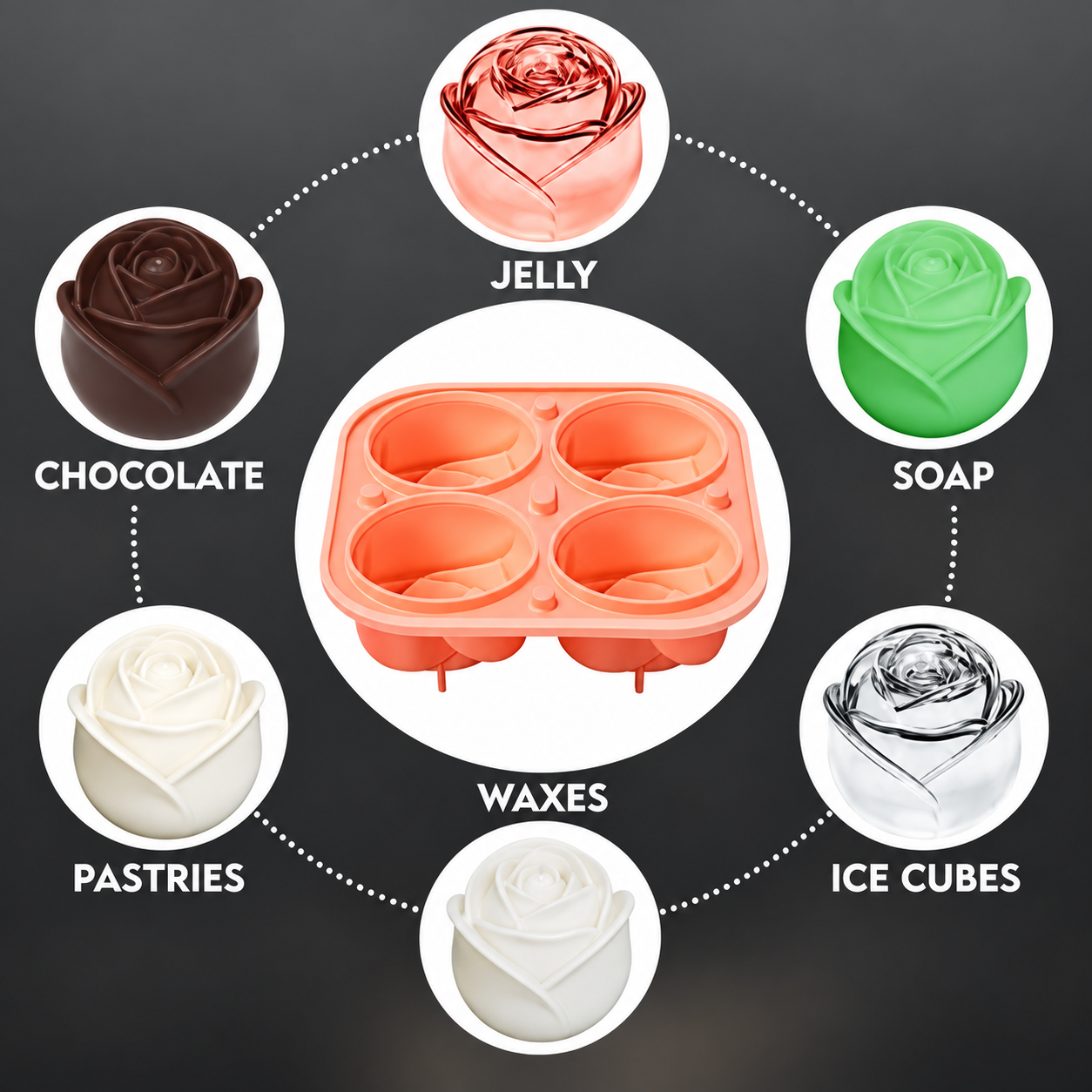 Silicone Rose Ice Mold – Flower Shape Ice Cube Tray