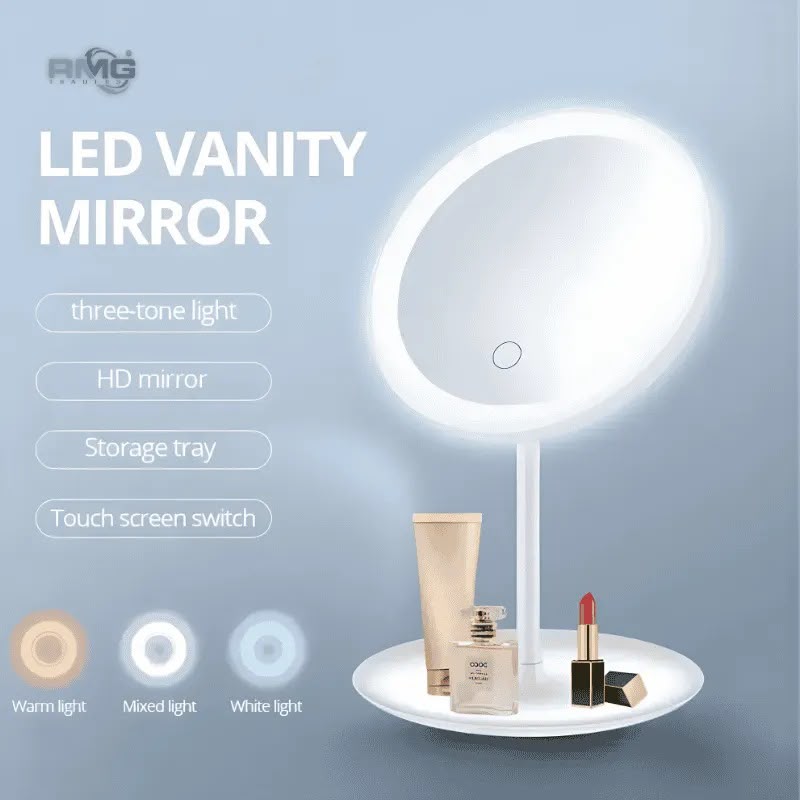 3-Mode Rechargeable LED Makeup Mirror with Stand