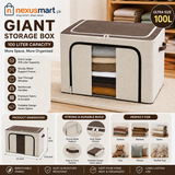 100L Ultra Large Cloth Storage Box with Metal Support Frame – Foldable Home Organizer