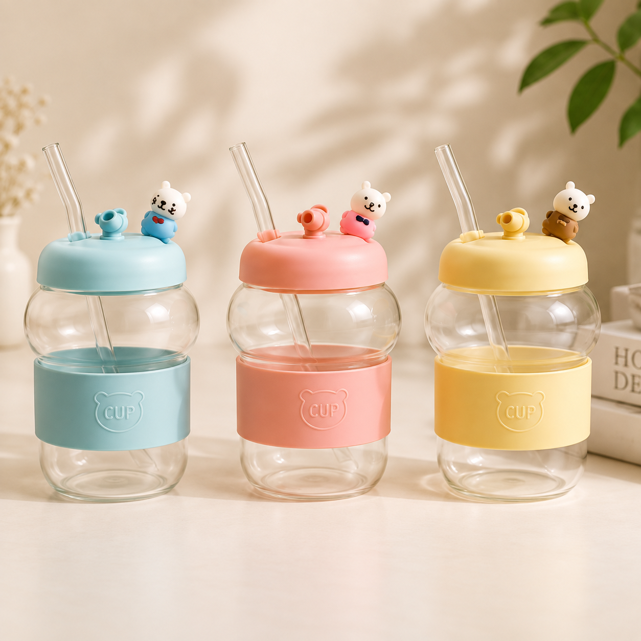 Cute Glass Straw Sipper – Reusable Stylish Drinking Cup