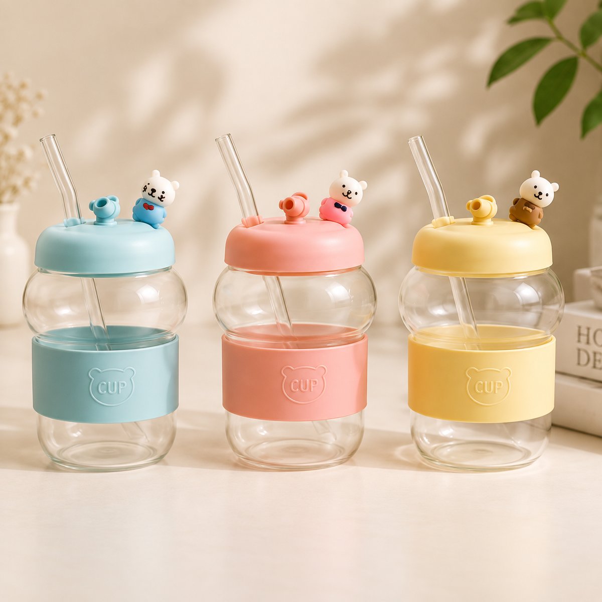 Cute Glass Straw Sipper – Reusable Stylish Drinking Cup
