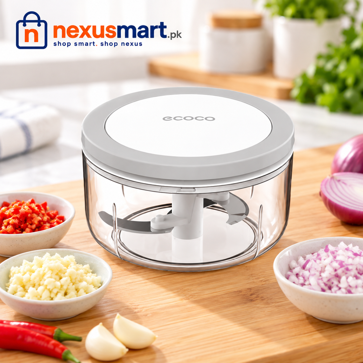 Ecoco 1000ml Hand Chopper for Kitchen Food Prep