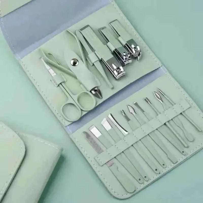 16-piece manicure pedicure set with case - Nail kit
