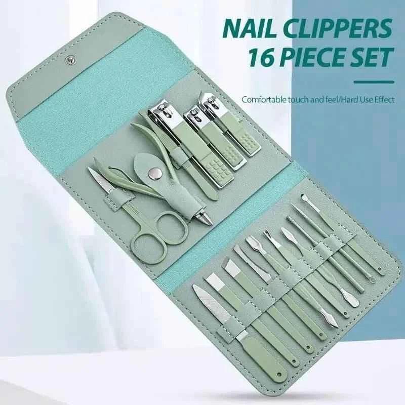 16-Piece Manicure & Pedicure Set with Case – Complete Nail Kit