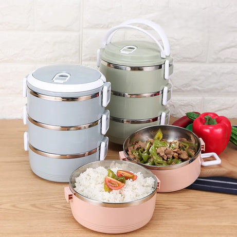 3-Layer Insulated Lunch Box Stainless Steel product image - Nexusmart Pakistan