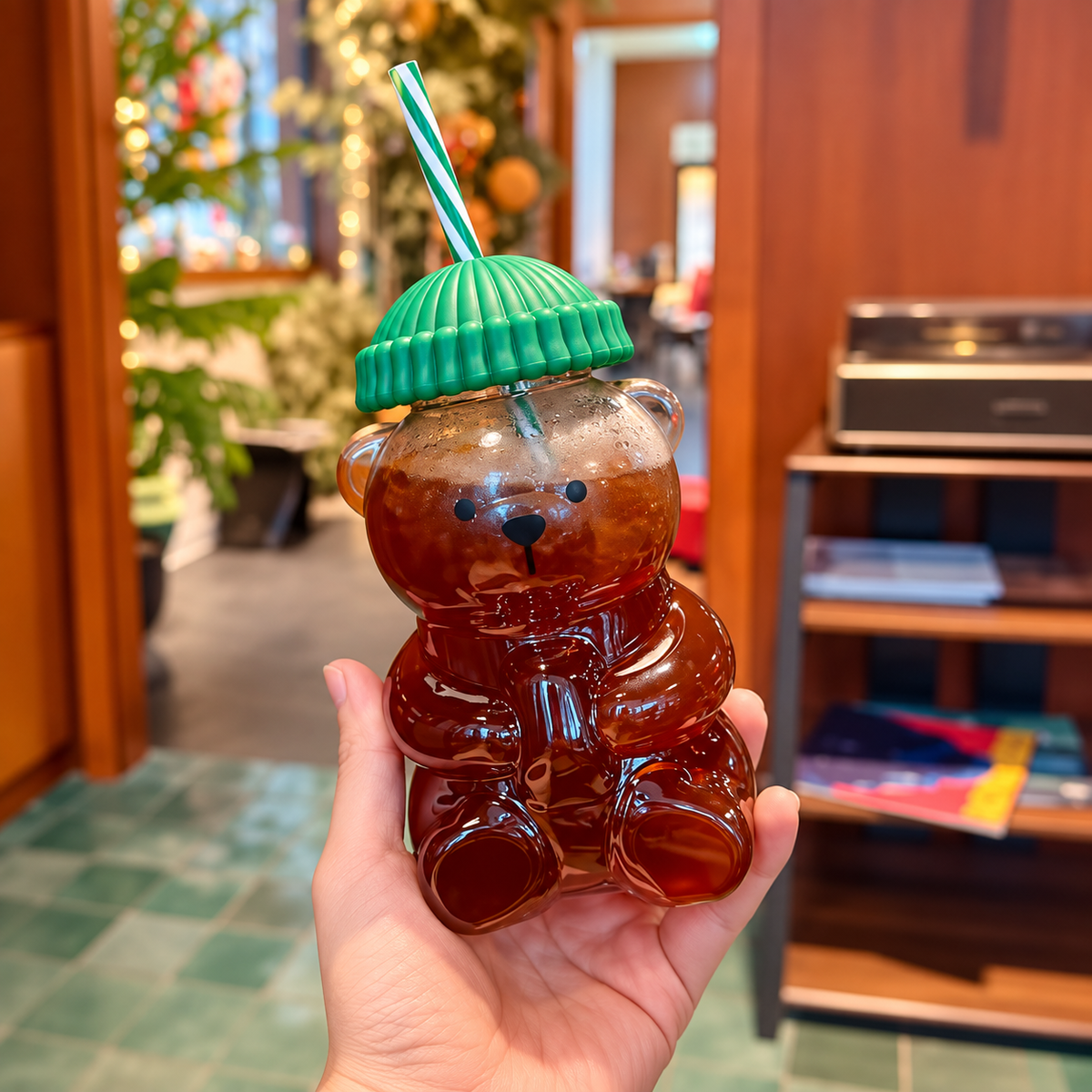 Bear Glass Sipper – Cute Glass Drinking Cup with Straw