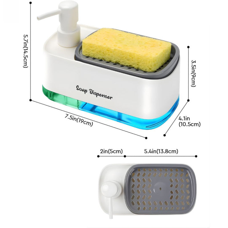 Soap Detergent Dispenser 2-in-1 With Sponge Holder – Buy Online Pakistan | NexuSmart.pk