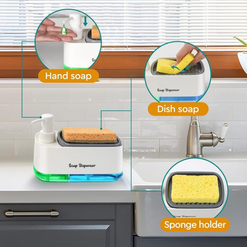 Soap Detergent Dispenser 2-in-1 With Sponge Holder view 4 - Nexusmart Pakistan