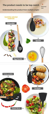19-Piece Premium Silicone Kitchen Utensils Set with Holder, Knives & Cutting Board